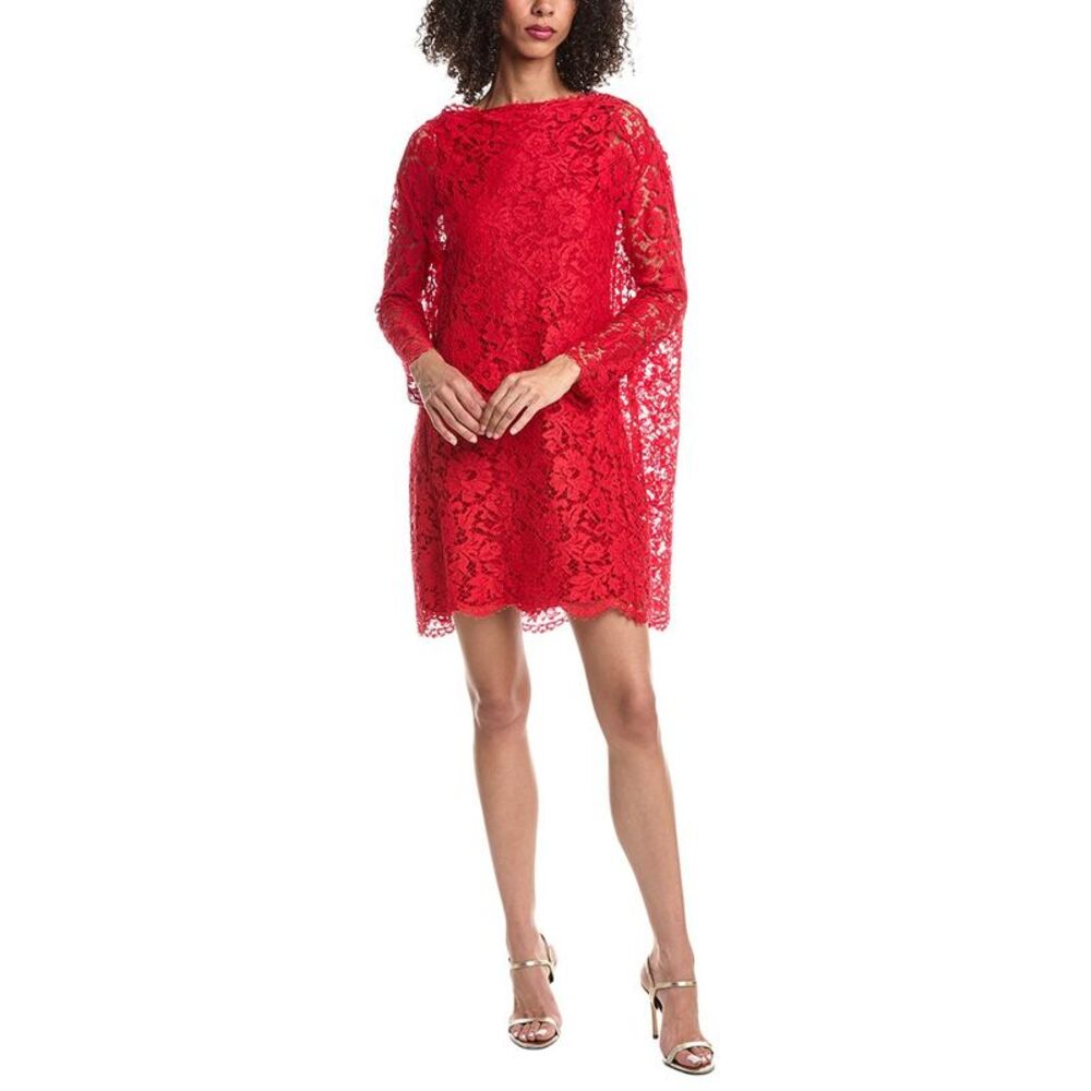 Valentino Womens Floral Lace Mini Dress, Red